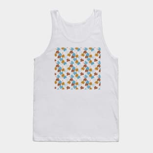 Blue And Brown Failing Leaves Autumn Pattern Tank Top